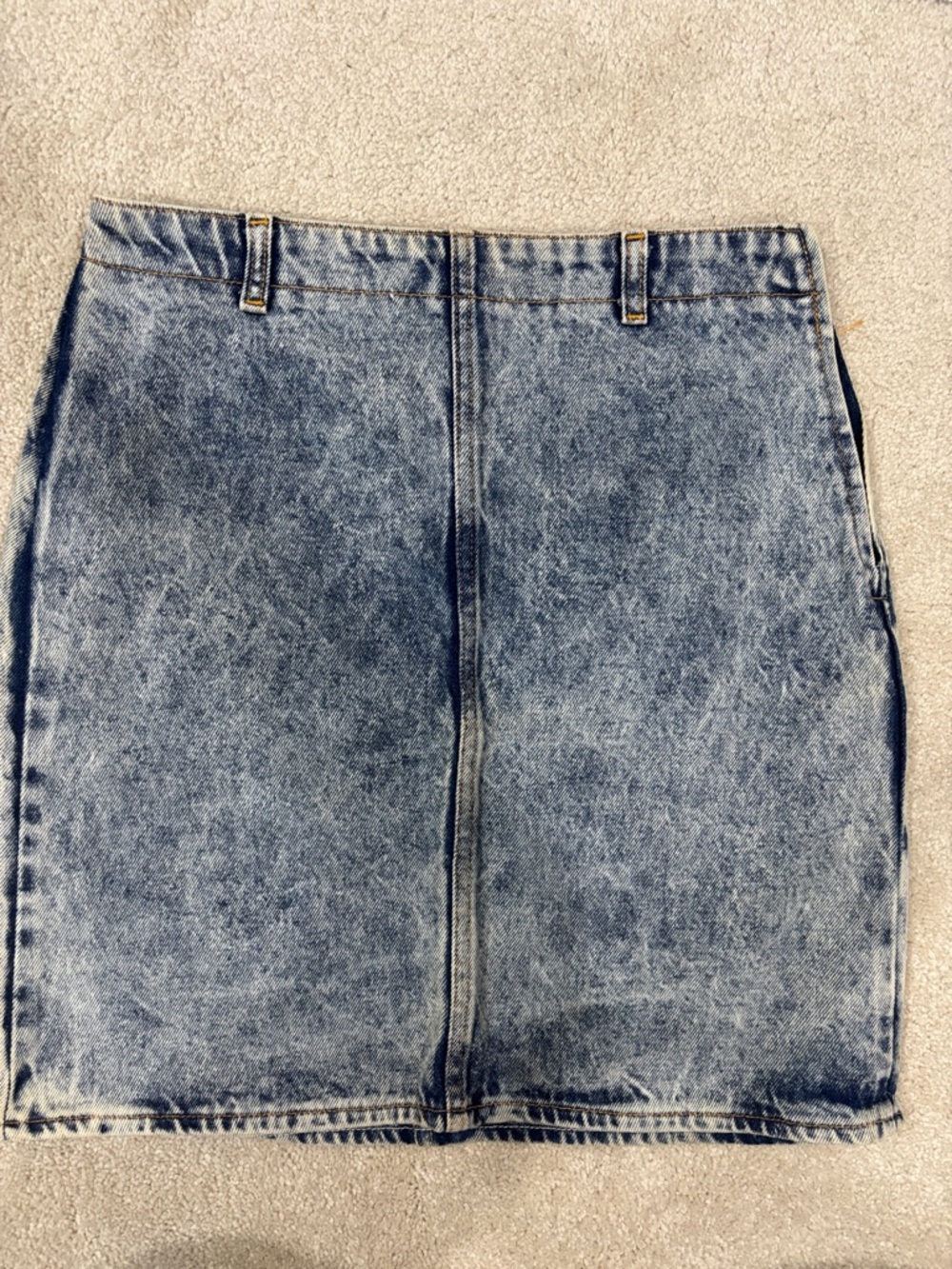 Vintage distressed denim Lifesavers midi skirt